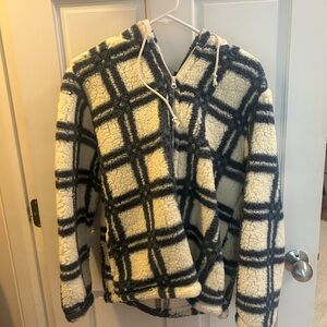 PacSun Cream and Blue Sherpa Jacket